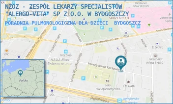 PORADNIA PULMONOLOGICZNA DLA DZIECI - NZOZ - ZESPÓŁ LEKARZY SPECJALISTÓW "ALERGO-VITA" SP Z O.O. W BYDGOSZCZY - KURPIŃSKIEGO 12/12A-13A,  BYDGOSZCZ