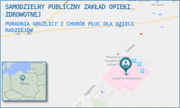 PORADNIA GRUŹLICY I CHORÓB PŁUC DLA DZIECI - SAMODZIELNY PUBLICZNY ZAKŁAD OPIEKI ZDROWOTNEJ - SZPITALNA 3,  RADZIEJÓW