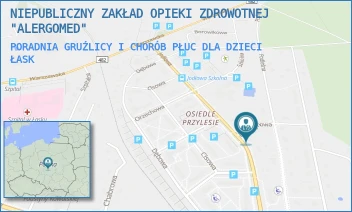 PORADNIA GRUŹLICY I CHORÓB PŁUC DLA DZIECI - NIEPUBLICZNY ZAKŁAD OPIEKI ZDROWOTNEJ "ALERGOMED" - UL. LESZCZYNOWA 2,  ŁASK