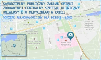 ODDZIAŁ PULMONOLOGICZNY DLA DZIECI - SAMODZIELNY PUBLICZNY ZAKŁAD OPIEKI ZDROWOTNEJ CENTRALNY SZPITAL KLINICZNY UNIWERSYTETU MEDYCZNEGO W ŁODZI - UL. SPORNA 36/50,  ŁÓDŹ