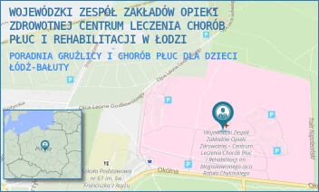 PORADNIA GRUŹLICY I CHORÓB PŁUC DLA DZIECI - WOJEWÓDZKI ZESPÓŁ ZAKŁADÓW OPIEKI ZDROWOTNEJ CENTRUM LECZENIA CHORÓB PŁUC I REHABILITACJI W ŁODZI - UL. OKÓLNA 181,  ŁÓDŹ-BAŁUTY