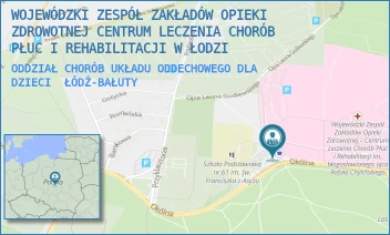 ODDZIAŁ CHORÓB UKŁADU ODDECHOWEGO DLA DZIECI - WOJEWÓDZKI ZESPÓŁ ZAKŁADÓW OPIEKI ZDROWOTNEJ CENTRUM LECZENIA CHORÓB PŁUC I REHABILITACJI W ŁODZI - UL. OKÓLNA 181,  ŁÓDŹ-BAŁUTY
