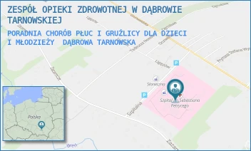 PORADNIA CHORÓB PŁUC I GRUŹLICY DLA DZIECI I MŁODZIEŻY - ZESPÓŁ OPIEKI ZDROWOTNEJ W DĄBROWIE TARNOWSKIEJ - UL. SZPITALNA 1,  DĄBROWA TARNOWSKA