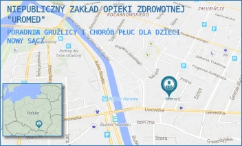 PORADNIA GRUŹLICY I CHORÓB PŁUC DLA DZIECI - NIEPUBLICZNY ZAKŁAD OPIEKI ZDROWOTNEJ "UROMED" - UL. JANA KOCHANOWSKIEGO 4,  NOWY SĄCZ