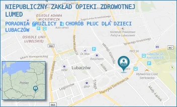 PORADNIA GRUŹLICY I CHORÓB PŁUC DLA DZIECI - NIEPUBLICZNY ZAKŁAD OPIEKI ZDROWOTNEJ LUMED - UL. TADEUSZA KOŚCIUSZKI 16,  LUBACZÓW