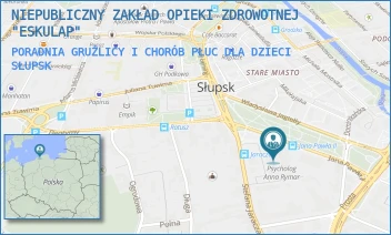 PORADNIA GRUŹLICY I CHORÓB PŁUC DLA DZIECI - NIEPUBLICZNY ZAKŁAD OPIEKI ZDROWOTNEJ "ESKULAP" - UL. JANA PAWŁA II 1, SŁUPSK