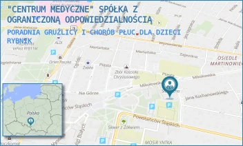 PORADNIA GRUŹLICY I CHORÓB PŁUC DLA DZIECI - "CENTRUM MEDYCZNE" SPÓŁKA Z OGRANICZONĄ ODPOWIEDZIALNOŚCIĄ - UL. BYŁYCH WIĘŹNIÓW POLITYCZNYCH 3,  RYBNIK