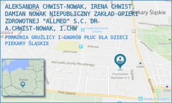 PORADNIA GRUŹLICY I CHORÓB PŁUC DLA DZIECI - ALEKSANDRA CHWIST-NOWAK, DAMIAN NOWAK - NIEPUBLICZNY ZAKŁAD OPIEKI ZDROWOTNEJ ALLMED SPÓŁKA CYWILNA ALEKSANDRA CHWIST-NOWAK, DAM - UL. MARSZ. JÓZEFA PIŁSUDSKIEGO 2,  PIEKARY ŚLĄSKIE