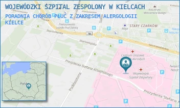 PORADNIA CHORÓB PŁUC Z ZAKRESEM ALERGOLOGII - WOJEWÓDZKI SZPITAL ZESPOLONY W KIELCACH - GRUNWALDZKA 45,  KIELCE