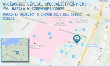PORADNIA GRUŹLICY I CHORÓB PŁUC DLA DZIECI - WOJEWÓDZKI SZPITAL SPECJALISTYCZNY IM. ŚW. RAFAŁA W CZERWONEJ GÓRZE - JAGIELLONSKA 72,  KIELCE