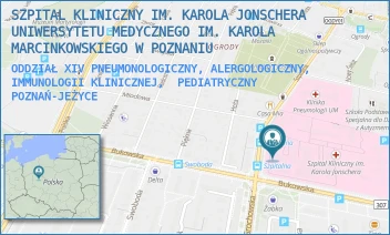 ODDZIAŁ XIV PNEUMONOLOGICZNY, ALERGOLOGICZNY, IMMUNOLOGII KLINICZNEJ,  PEDIATRYCZNY - SZPITAL KLINICZNY IM. KAROLA JONSCHERA UNIWERSYTETU MEDYCZNEGO IM. KAROLA MARCINKOWSKIEGO W POZNANIU - SZPITALNA 27/33,  POZNAŃ-JEŻYCE