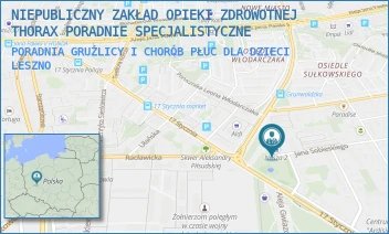 PORADNIA GRUŹLICY I CHORÓB PŁUC DLA DZIECI - NIEPUBLICZNY ZAKŁAD OPIEKI ZDROWOTNEJ THORAX PORADNIE SPECJALISTYCZNE - SOBIESKIEGO 1,  LESZNO