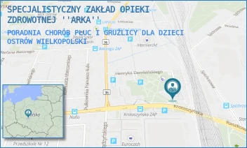PORADNIA CHORÓB PŁUC I GRUŹLICY DLA DZIECI - SPECJALISTYCZNY ZAKŁAD OPIEKI ZDROWOTNEJ ''ARKA'' - DEMBIŃSKIEGO 20/5,  OSTRÓW WIELKOPOLSKI