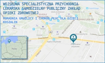 PORADNIA GRUŹLICY I CHORÓB PŁUC DLA DZIECI - WOJSKOWA SPECJALISTYCZNA PRZYCHODNIA LEKARSKA SAMODZIELNY PUBLICZNY ZAKŁAD OPIEKI ZDROWOTNEJ - ZWYCIĘSTWA 204A,  KOSZALIN